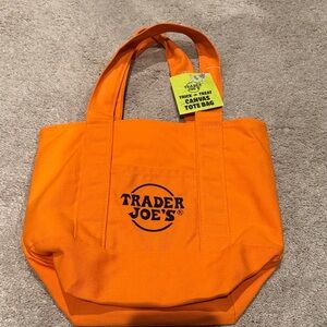 Trader Joe's Orange Canvas Mini Tote Bag